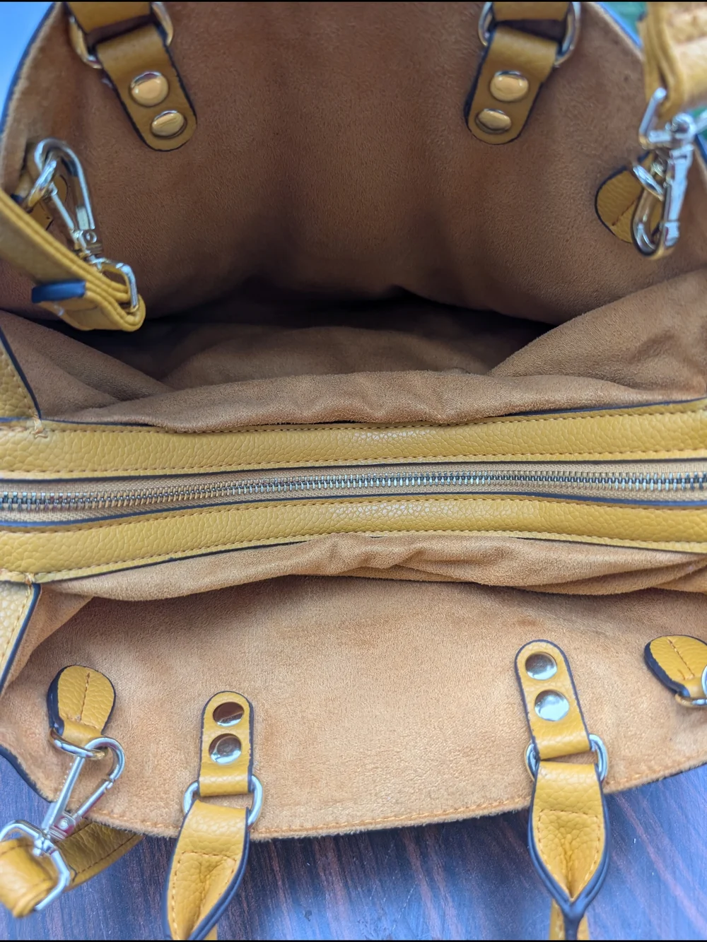 Steve Madden Pebbled Mustard Leather Tote with Gold Hardware